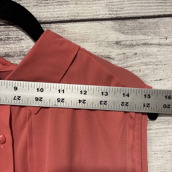 Washing women sleeveless slate rose collared button up blouse size XL outdoors - Picture 7 of 8